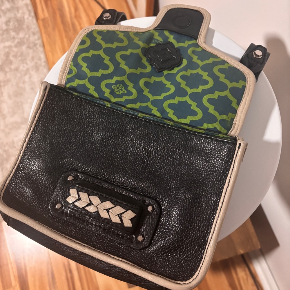 orYANY / Braided Leather Crossbody Bag / Shoulder Bag Preloved -  Black & Cream - Picture 3 of 9